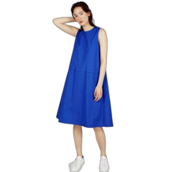 EVERLANE The Clean Cotton A-Line Dress Ultramarine Blue Sz 2 - Picture 12 of 12